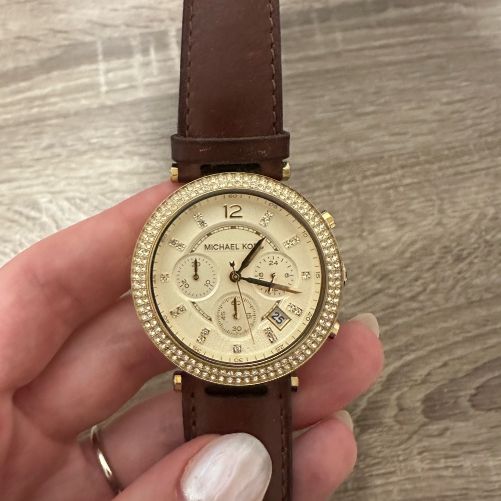 Michael Kors Gold and Brown Leather Watch